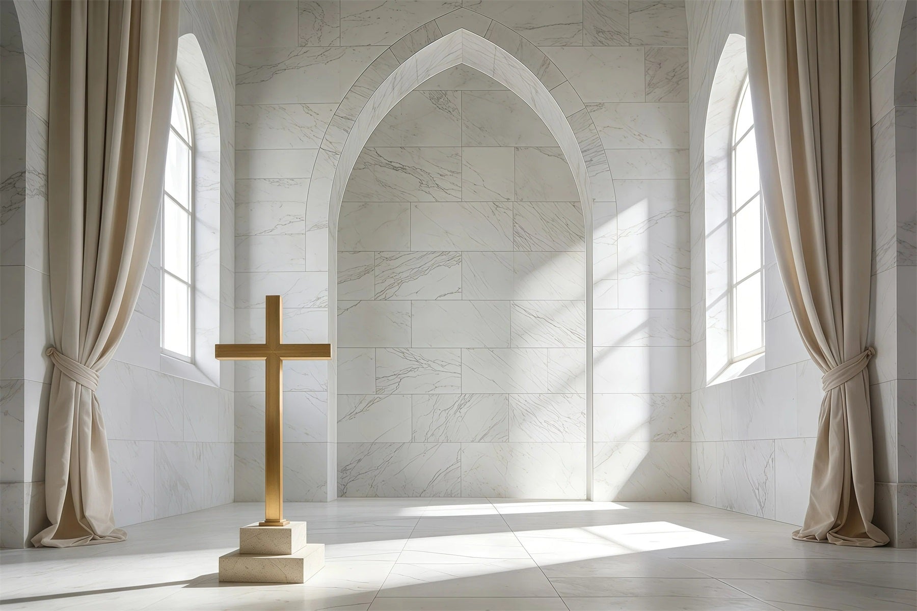 Toile de fond Pâques Fenêtre Croix Sacrée Religieuse GQ61-51