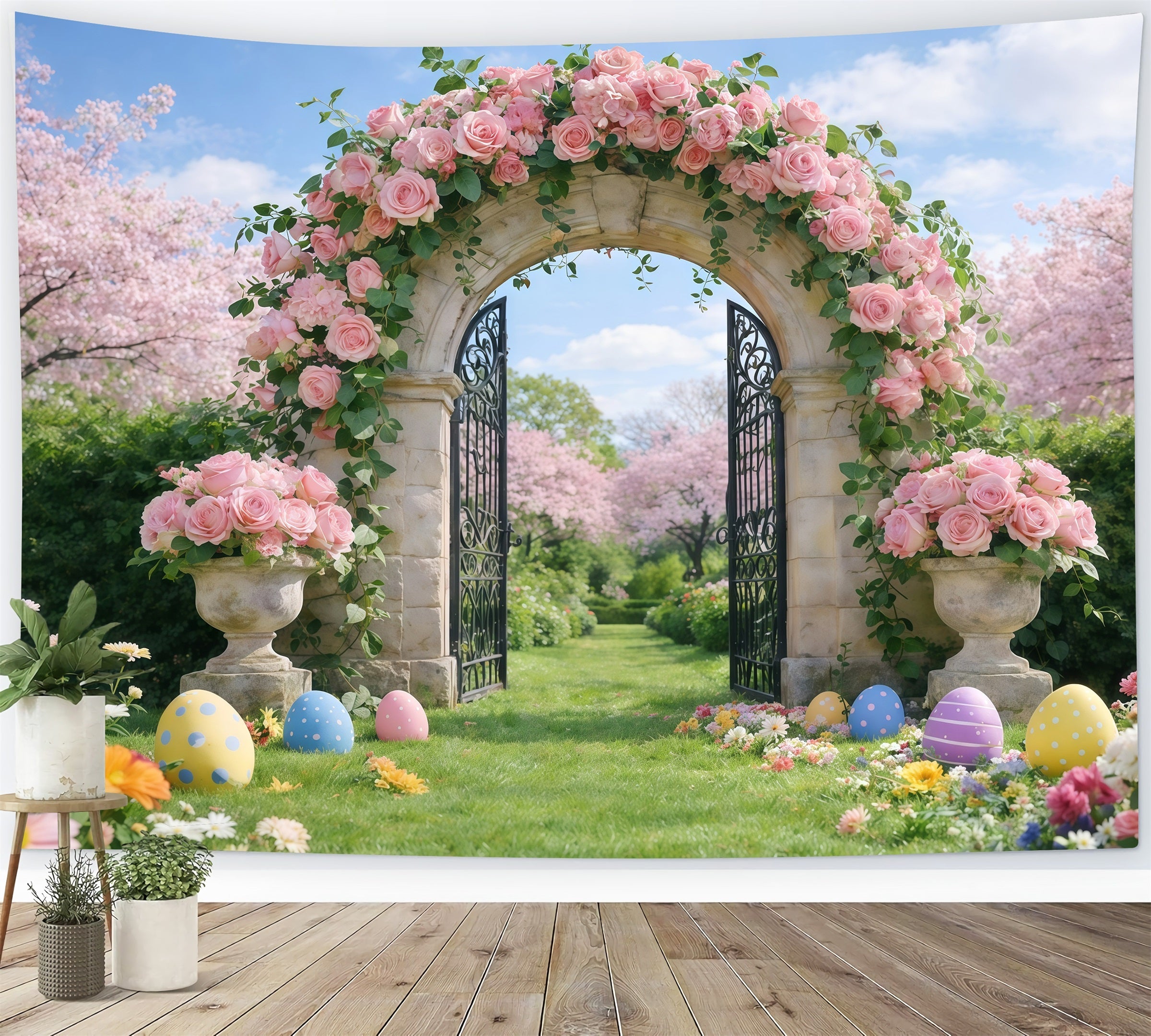 Fond Photo Pâques Bouquet Fleurs Sauvages Herbe GQ61-58