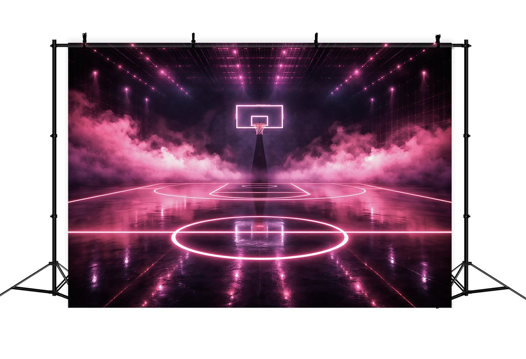 Fond Studio Photo Sport Basketball Terrain Arène Néon Rose GQ61-78