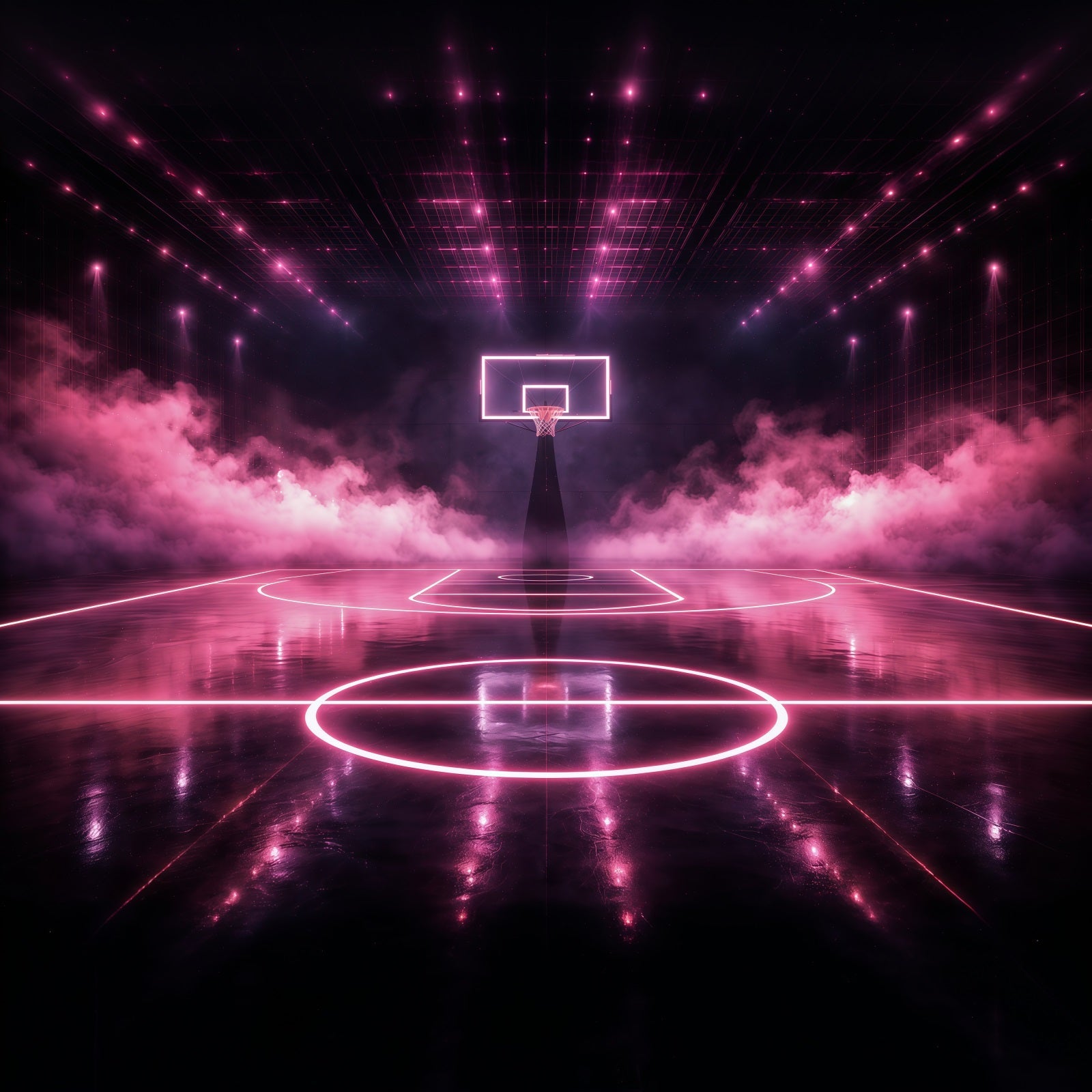 Fond Studio Photo Sport Basketball Terrain Arène Néon Rose GQ61-78