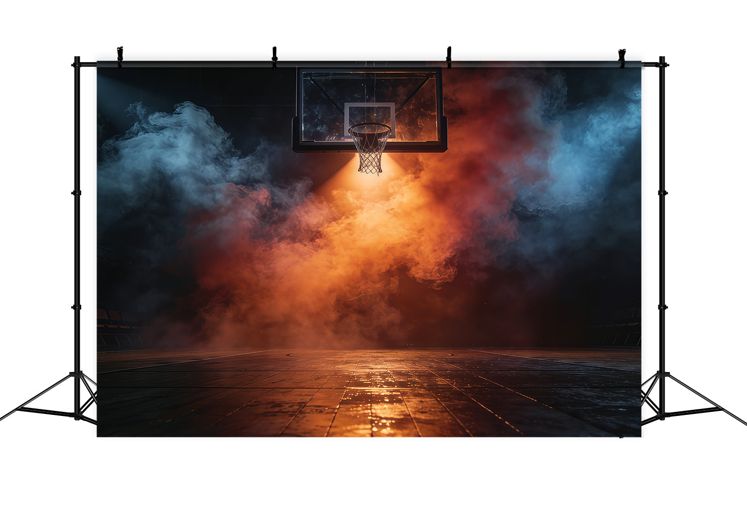 Toile de fond Photo Sport Basketball Terrain Projecteur Fumée Feu GQ61-79