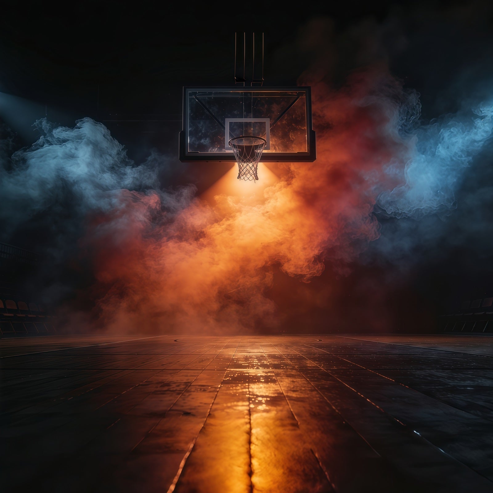 Toile de fond Photo Sport Basketball Terrain Projecteur Fumée Feu GQ61-79