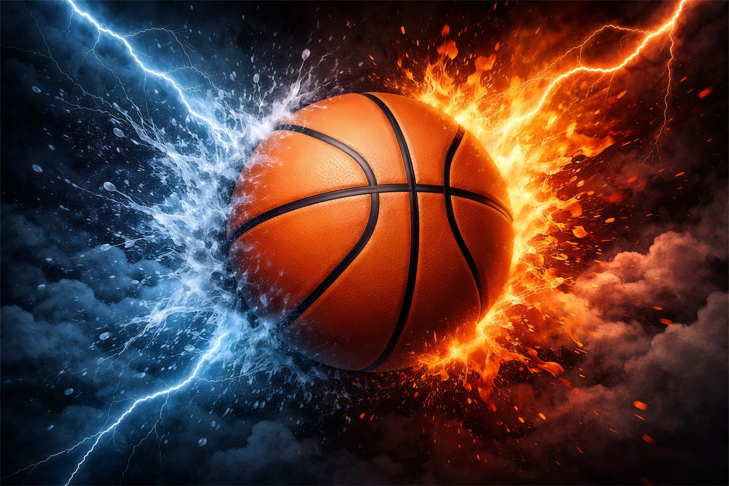 Toile de fond Sport Basketball Explosion Énergie Eau Feu GQ61-81