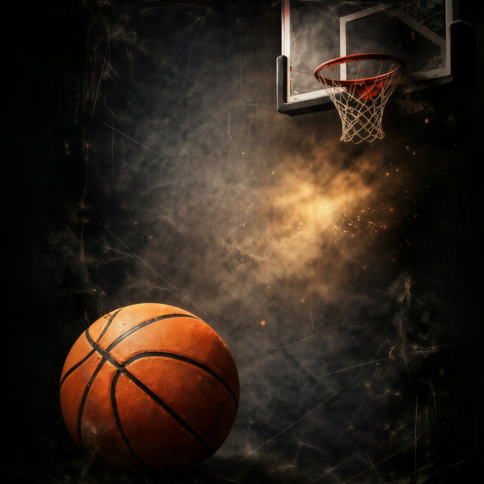 Toile de fond Photo Sport Basketball Explosion Poussière Panier Grunge GQ61-87