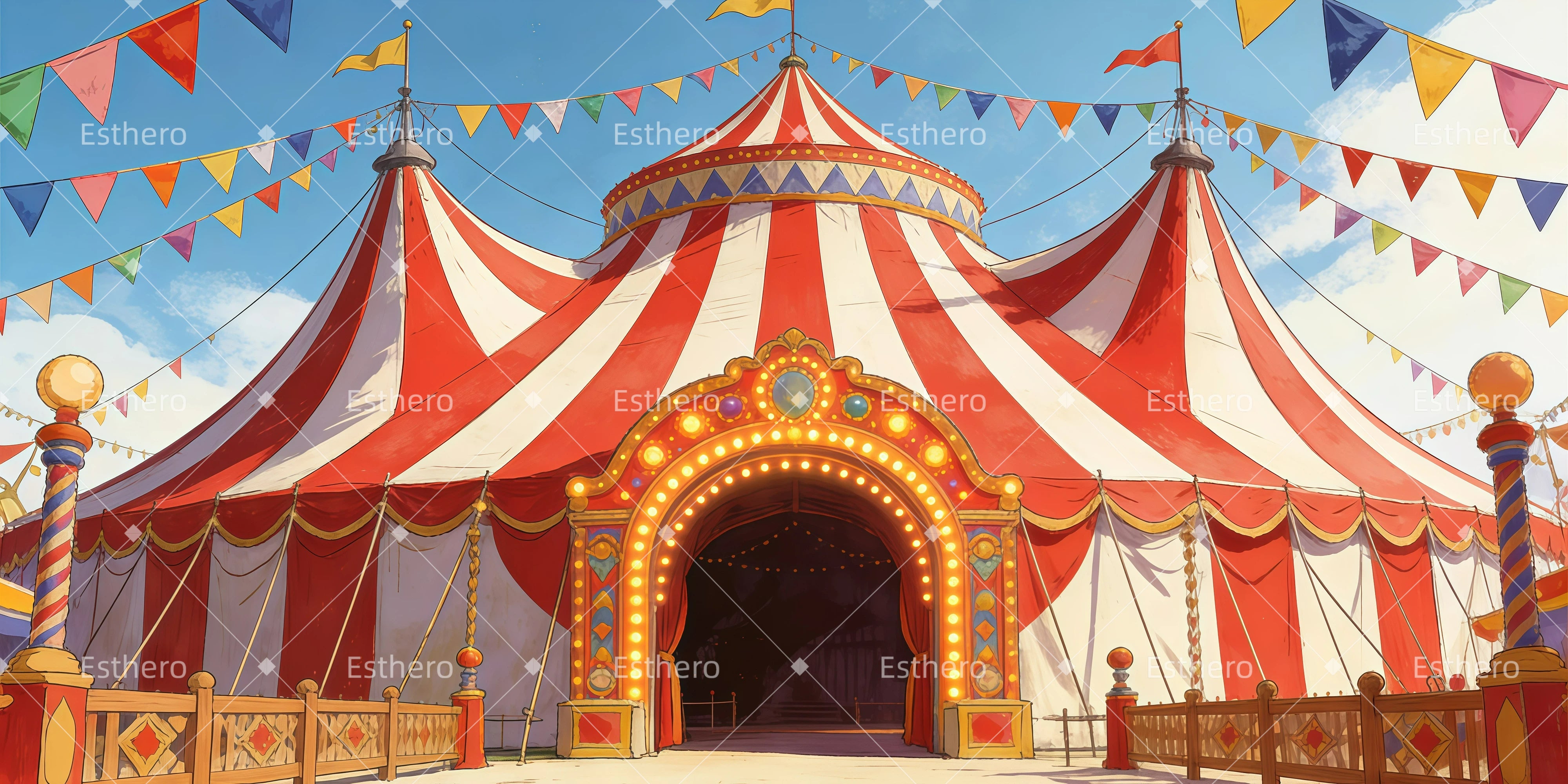 Fond de Scene Entrée Du Chapiteau De Cirque GQ62-T31