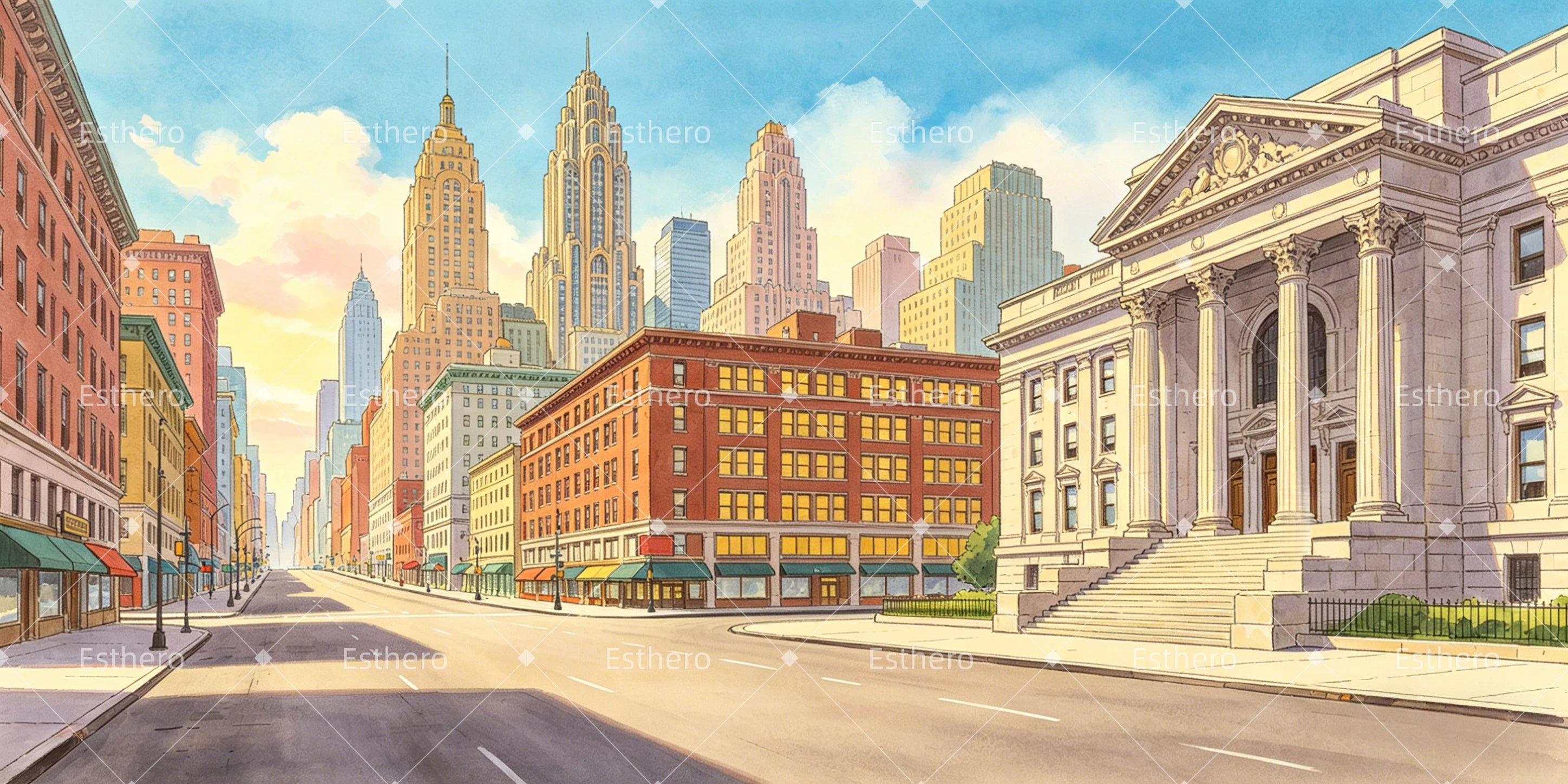 Toile de fond rue de New York décor de cinéma et théâtre GQ65-T27