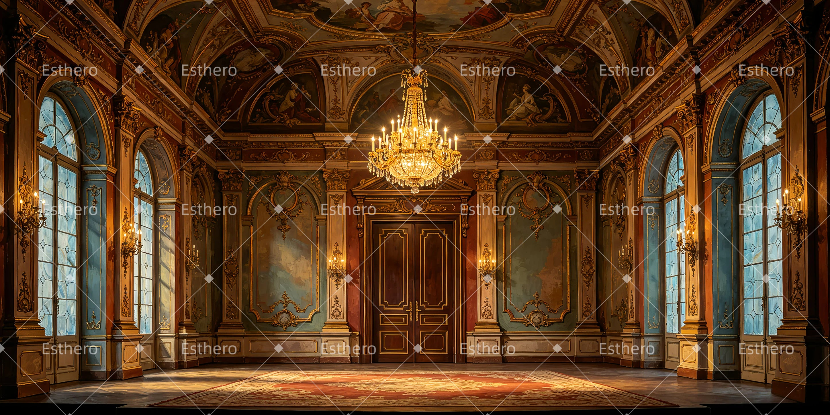Décor de salon baroque toile de fond pour spectacle de danse GQ65-T76