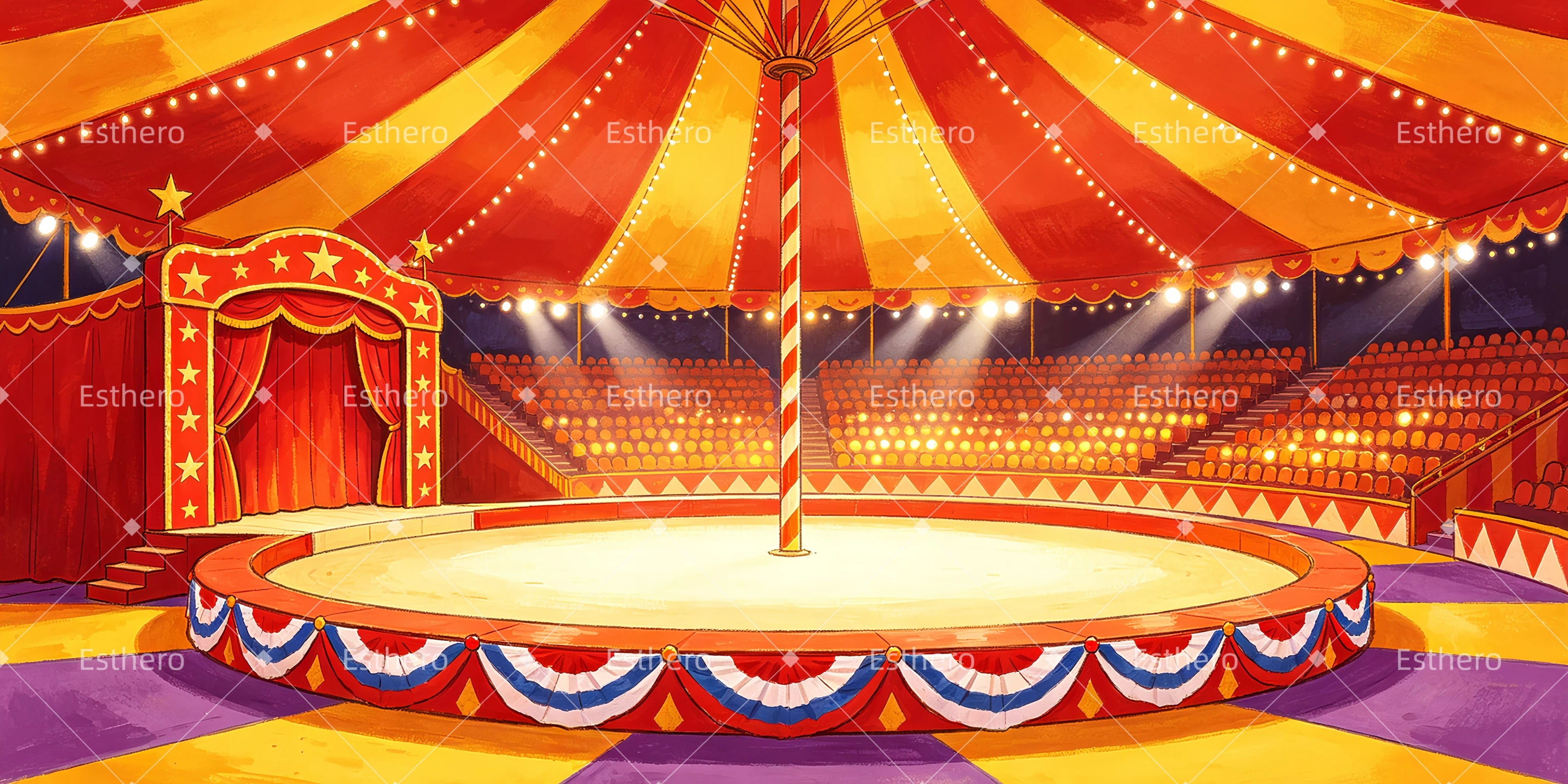 Toile de fond intérieure de chapiteau de cirque pour scène GQ65-T93