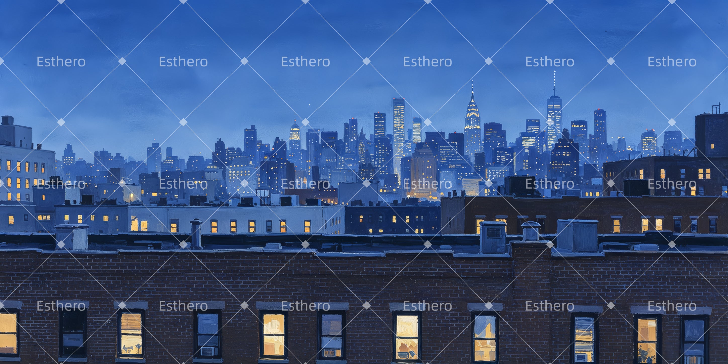 Toile de Fond Toit Urbain de Nuit Décor de Théâtre GQ66-T1