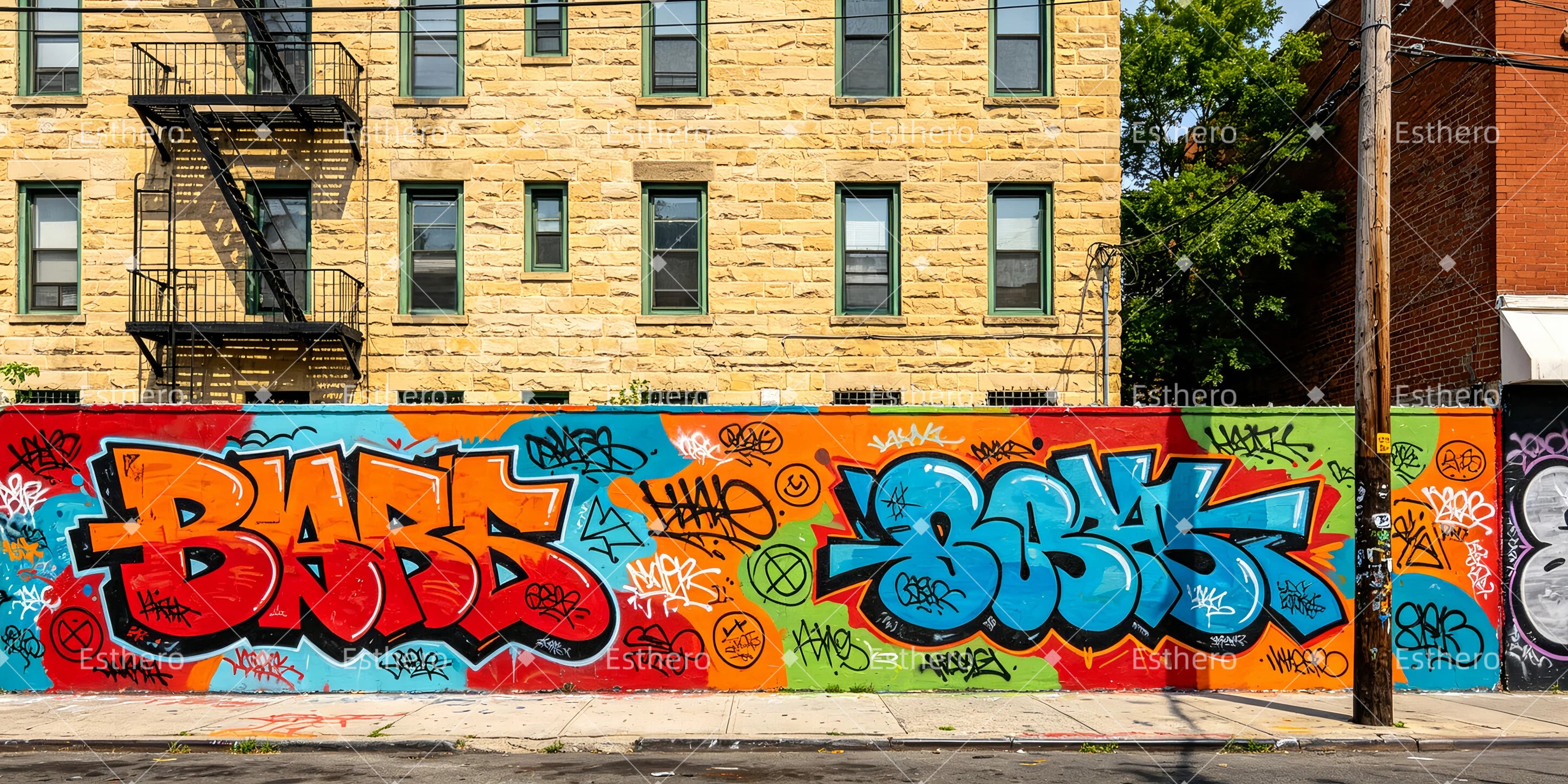 Décor de Scène Mur de Graffitis Urbains pour Spectacle GQ66-T2