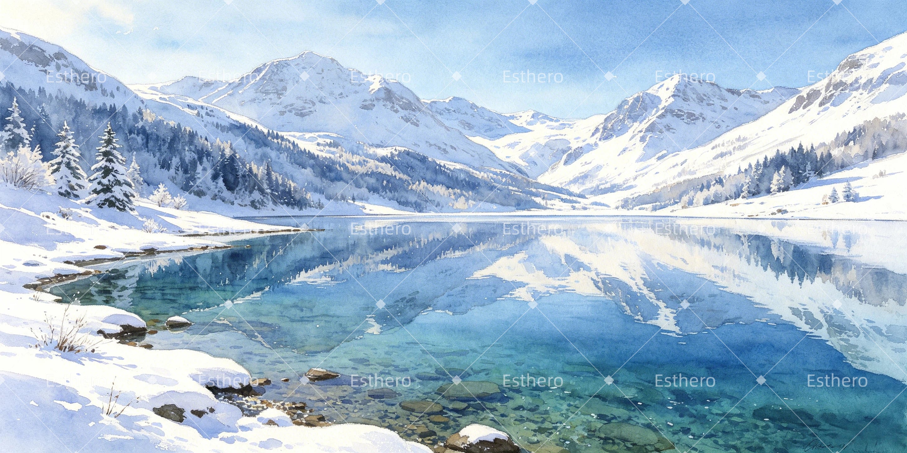 Paysage de scène lac de montagne décor théâtral GQ66-T57
