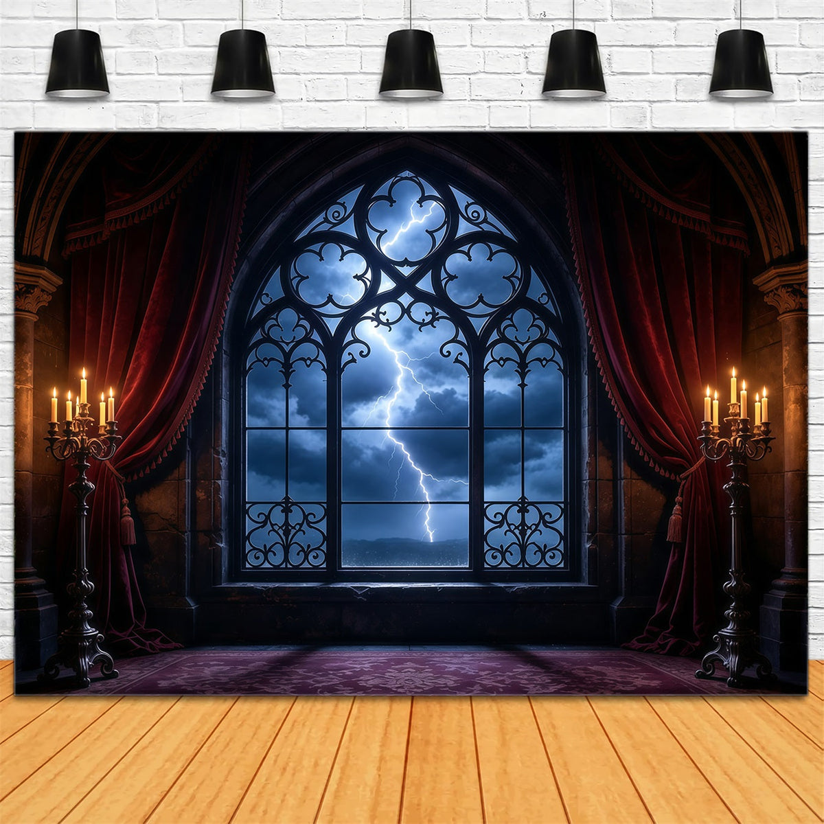 Décor De Vampire Fenêtre Gothique Éclair Chambre Décor D'Halloween 8X8 GQ67-102