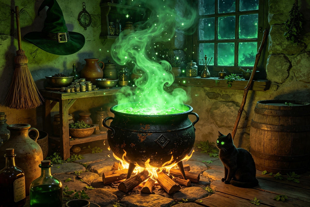 Décor De Cuisine De Sorcière Chaudron Lumineux Chalet Décor D'Halloween GQ67-103