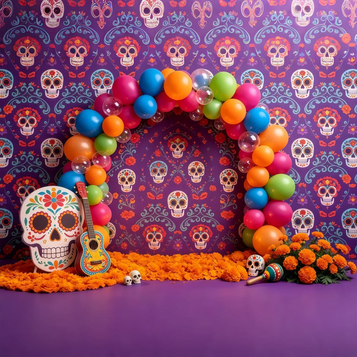 Décor De Crâne De Sucre Arche De Ballons Colorés Décor D'Halloween Pour Enfants GQ67-106