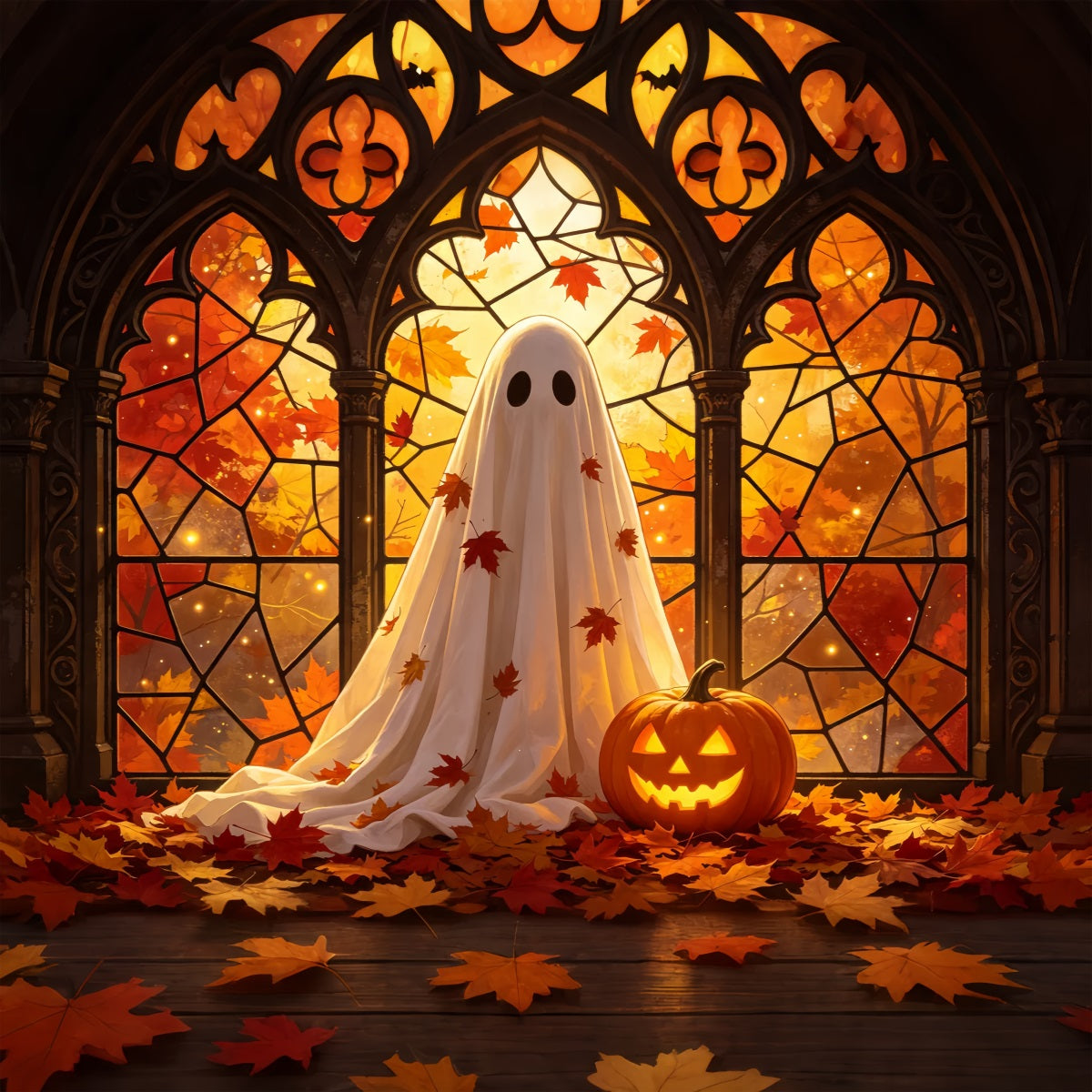 Décor De Fond En Vitrail Fantôme Décoration D'Automne En Vitrail Fantôme Pour Halloween GQ67-107