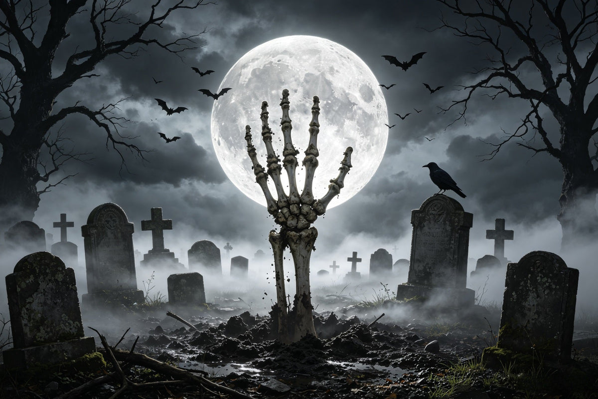 Décors De Cimetière D'Halloween Main De Squelette Au Clair De Lune Décors Effrayants GQ67-84