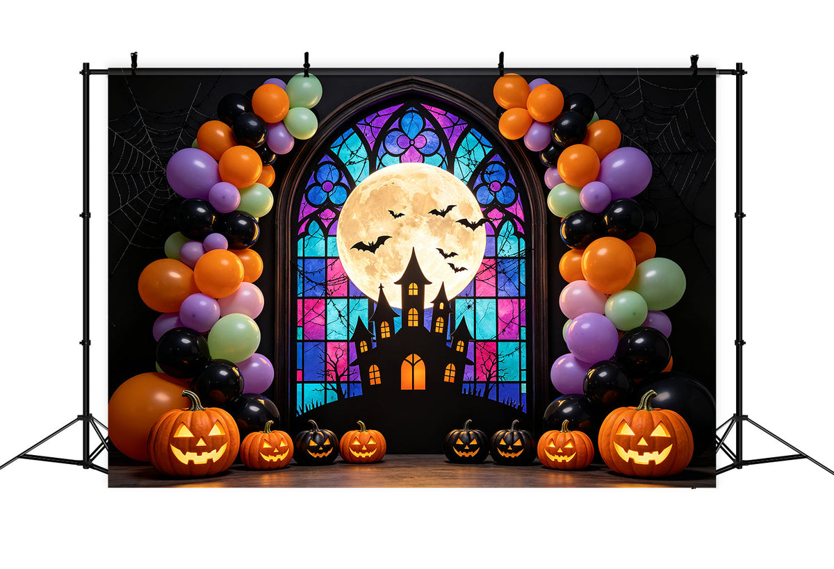 Décor De Ballons D'Halloween Arche En Vitrail Décors Photographiques D'Halloween GQ67-86