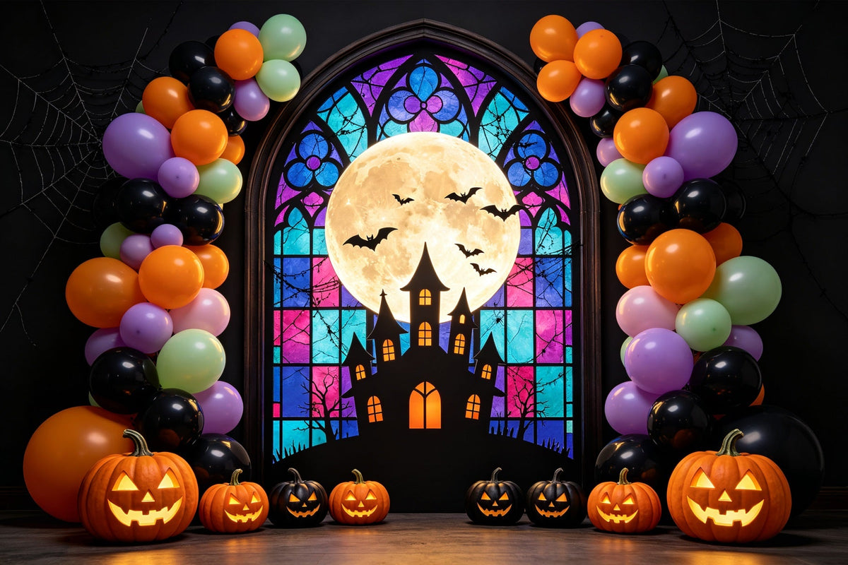 Décor De Ballons D'Halloween Arche En Vitrail Décors Photographiques D'Halloween GQ67-86