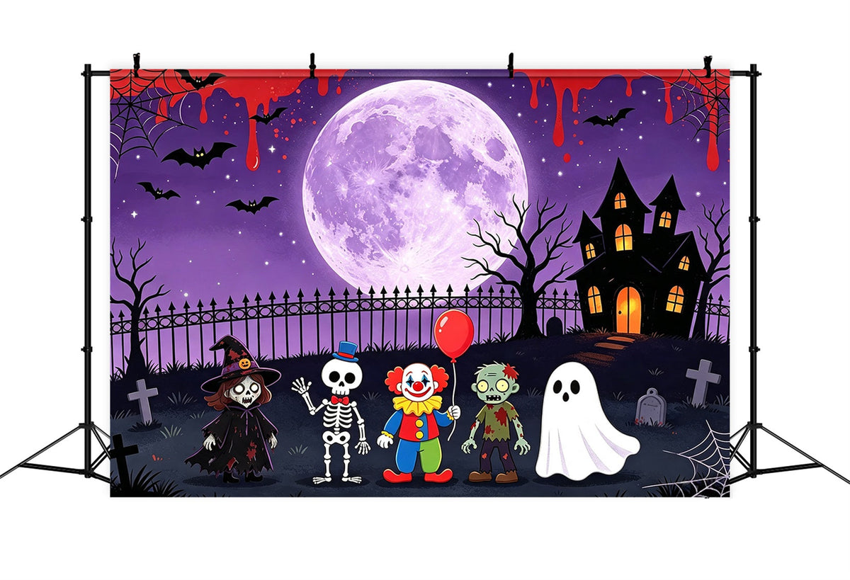 Décor De Scène Fantôme Monstre De Dessin Animé Rassemblement Au Clair De Lune Décor GQ67-93