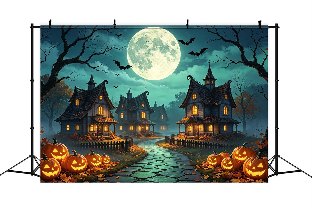 Décor De Village D'Halloween Au Clair De Lune Citrouille Chalet Décor De Film D'Horreur GQ67-96