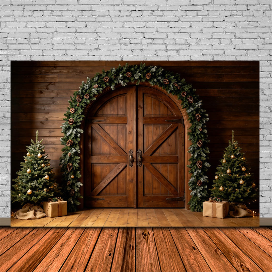Décor De Porte De Grange De Noël Guirlande De Porte Rustique En Bois Grand Décor De Noël GQ68-127