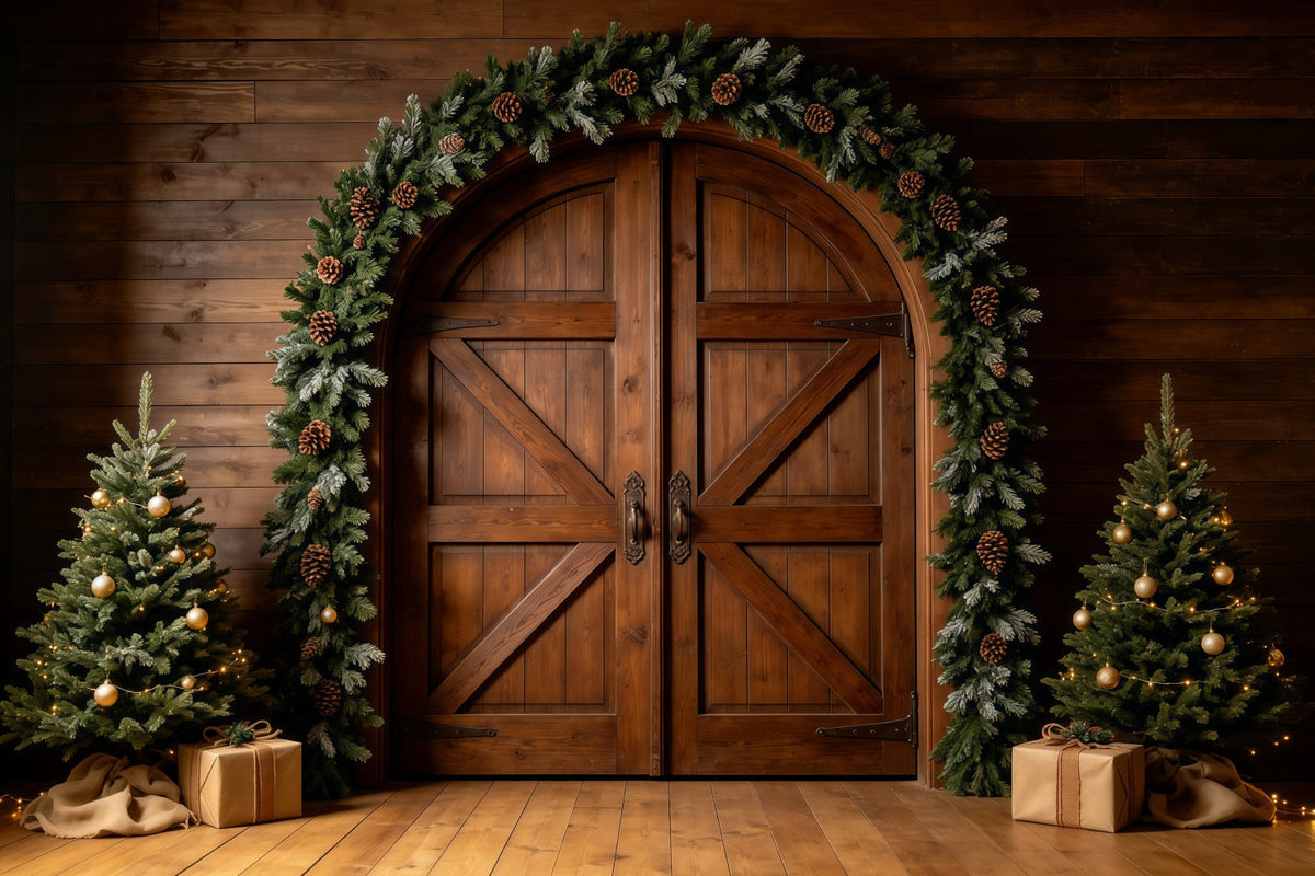 Décor De Porte De Grange De Noël Guirlande De Porte Rustique En Bois Grand Décor De Noël GQ68-127