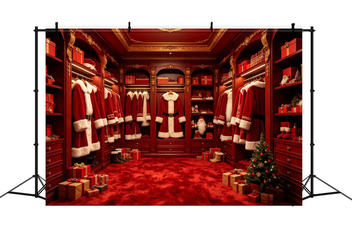 Décor De Noël Avec Le Père Noël Présentoir De Garde-Robe Du Père Noël Rouge Décor De Studio De Noël GQ68-133