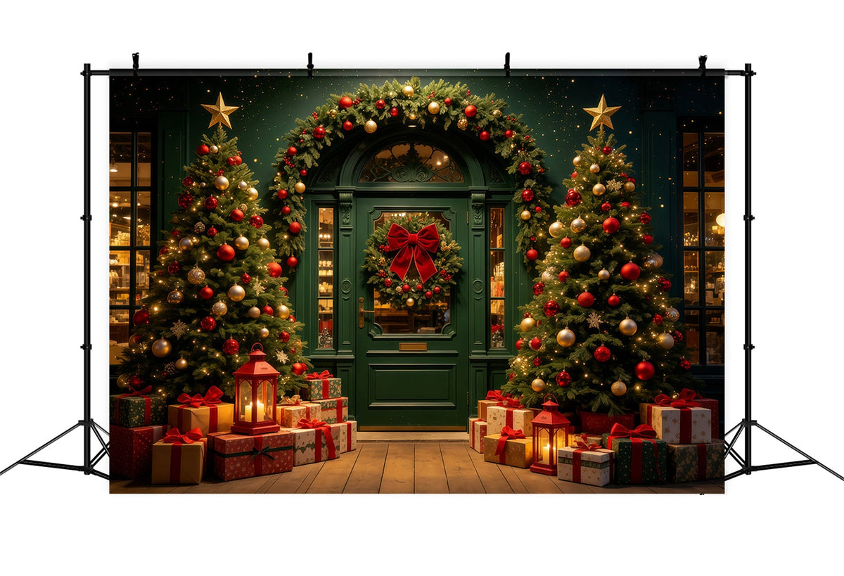 Décor De Magasin De Noël Lumières D'Arche Vert Foncé Décors De Studio Pour Noël GQ68-62