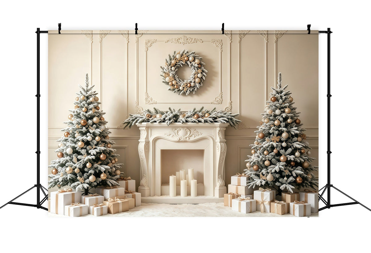 Décor De Noël Élégant Cheminée Élégante À Revêtement Givré Décor De Noël Pour Studio GQ68-66