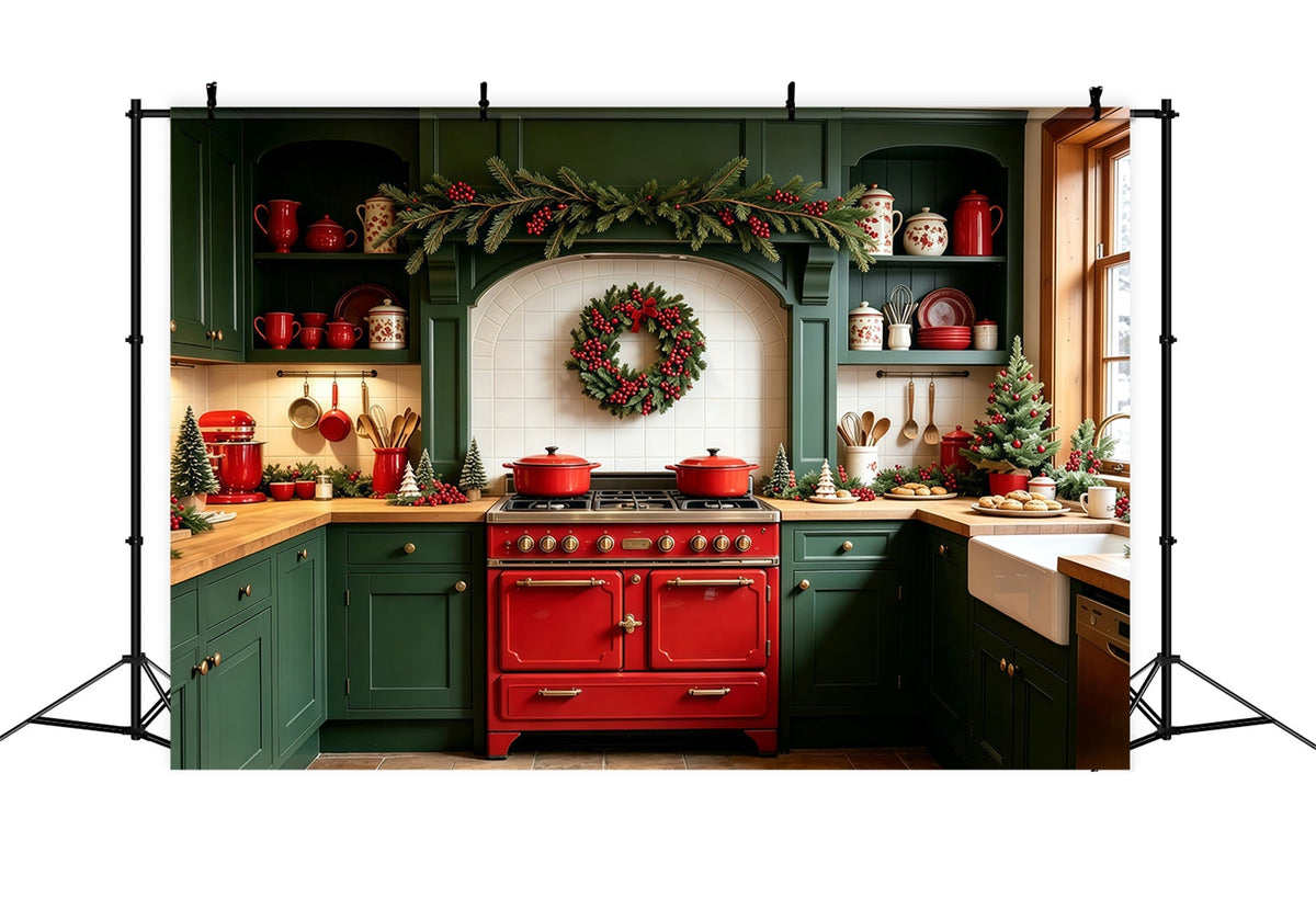 Décors De Cuisine De Noël Décoration De Chambre Guirlande Verte Décors De Studio Pour Noël GQ69-1
