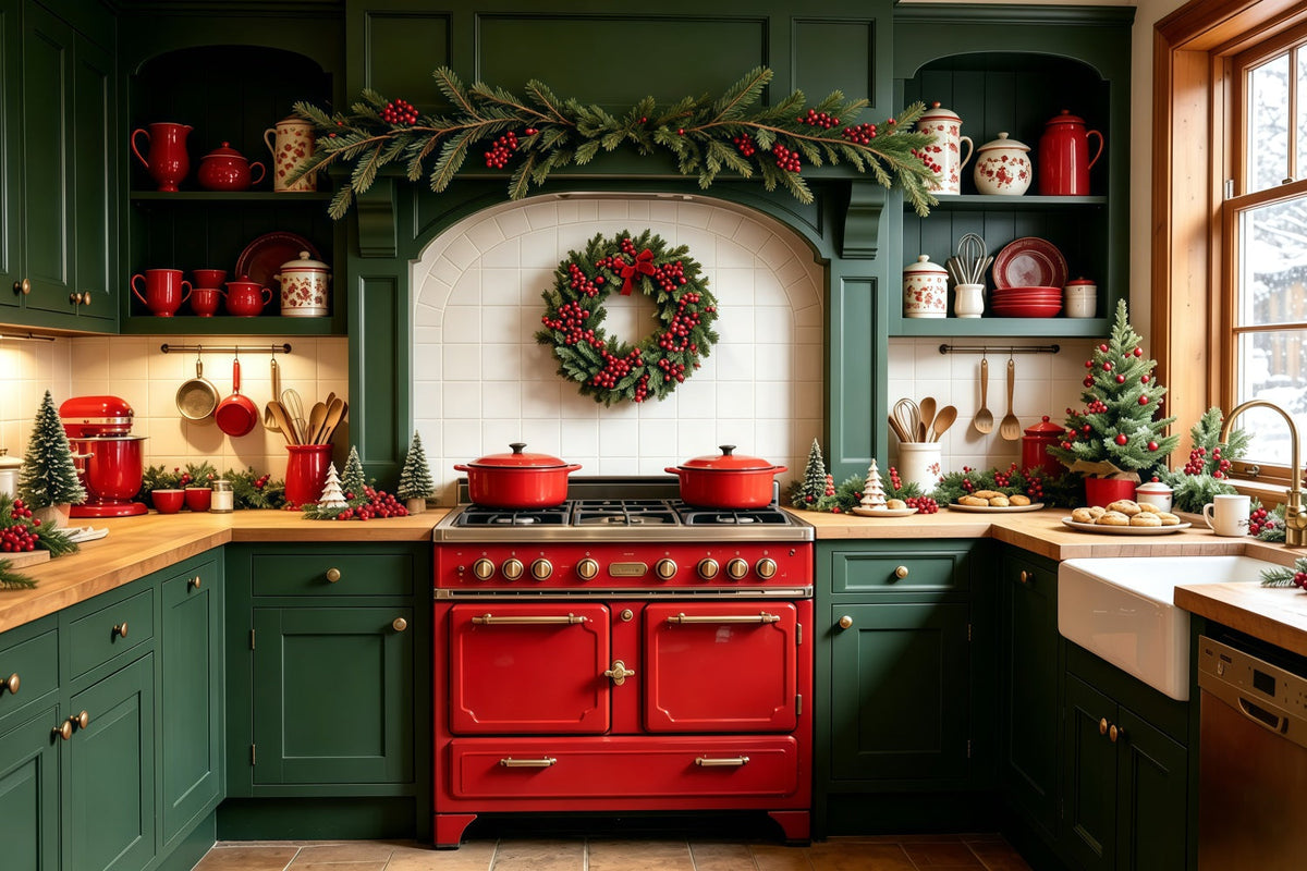 Décors De Cuisine De Noël Décoration De Chambre Guirlande Verte Décors De Studio Pour Noël GQ69-1
