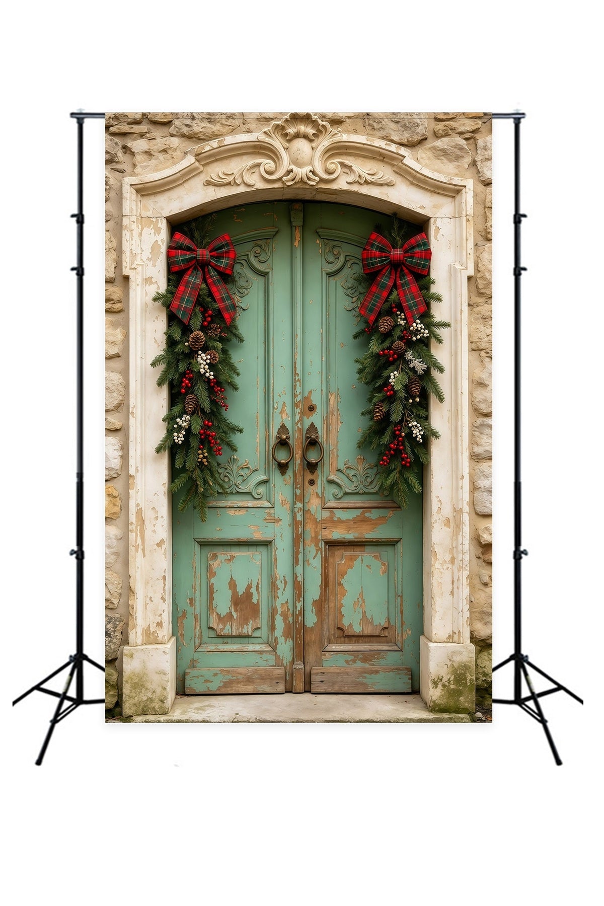 Décor De Porte De Noël Guirlande De Porte Verte Antique Décors De Noël Professionnels GQ69-25