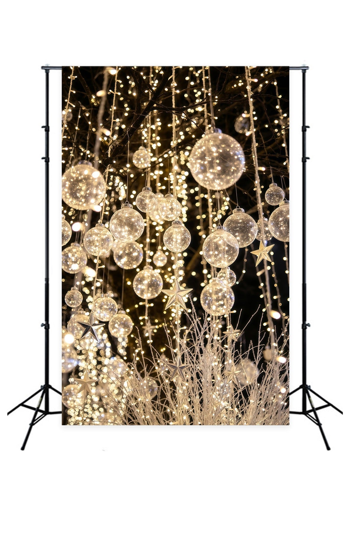 Fond De Lumières De Noël Ornement En Cristal Lumineux Décors Photographiques De Noël GQ69-30
