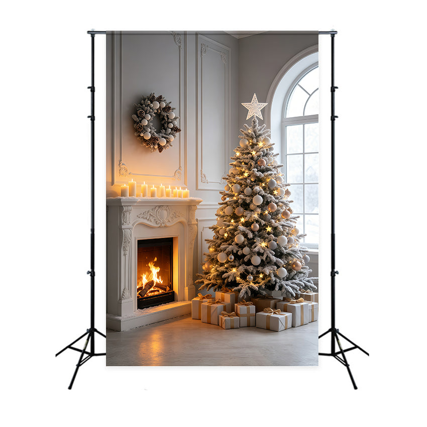 Décor De Noël Élégante Salle Avec Cheminée Et Arbre Décors De Noël Pour Photos GQ69-42