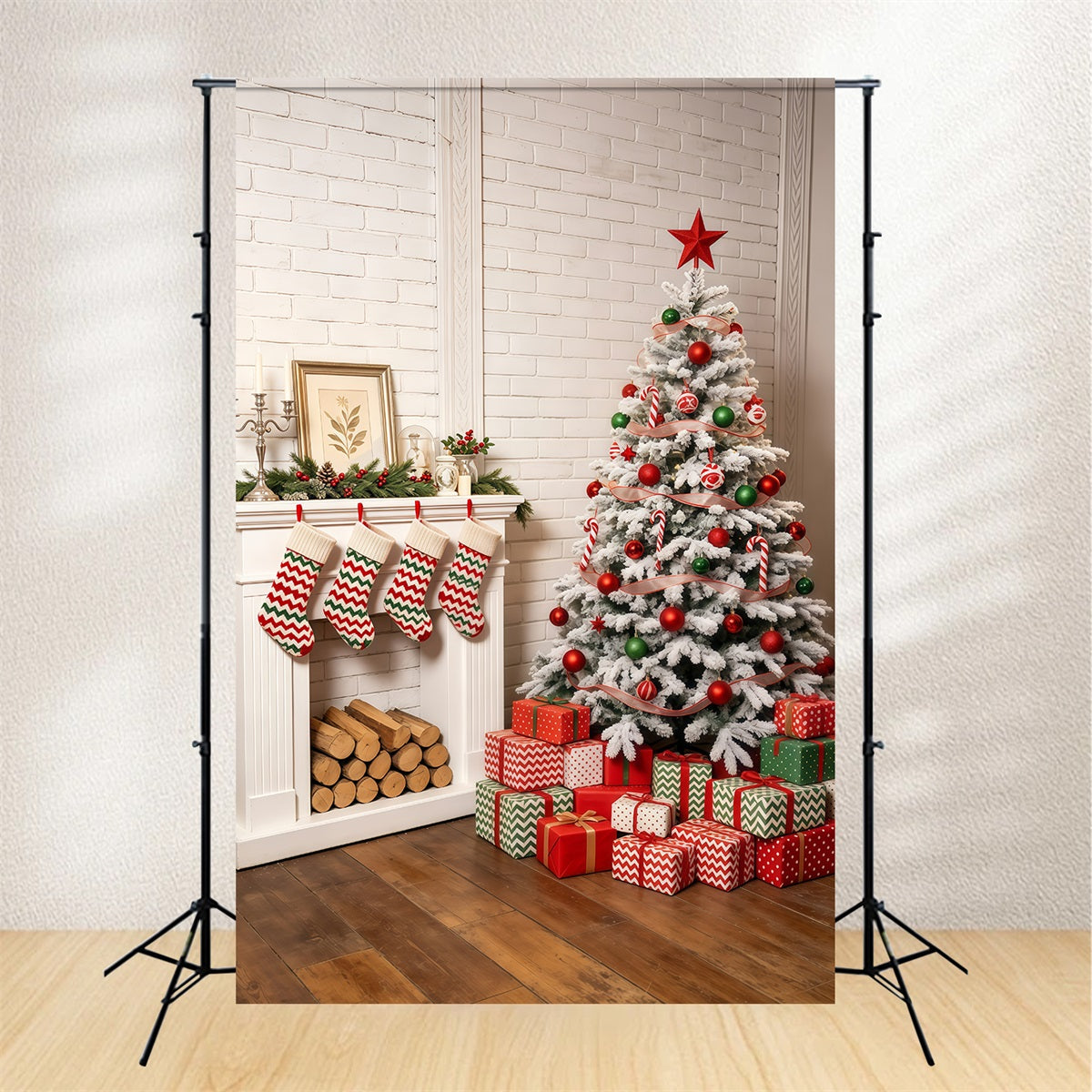 Décor De Noël Chaleureux Décoration De Cheminée Verte Décor De Noël Pour Studio GQ69-44