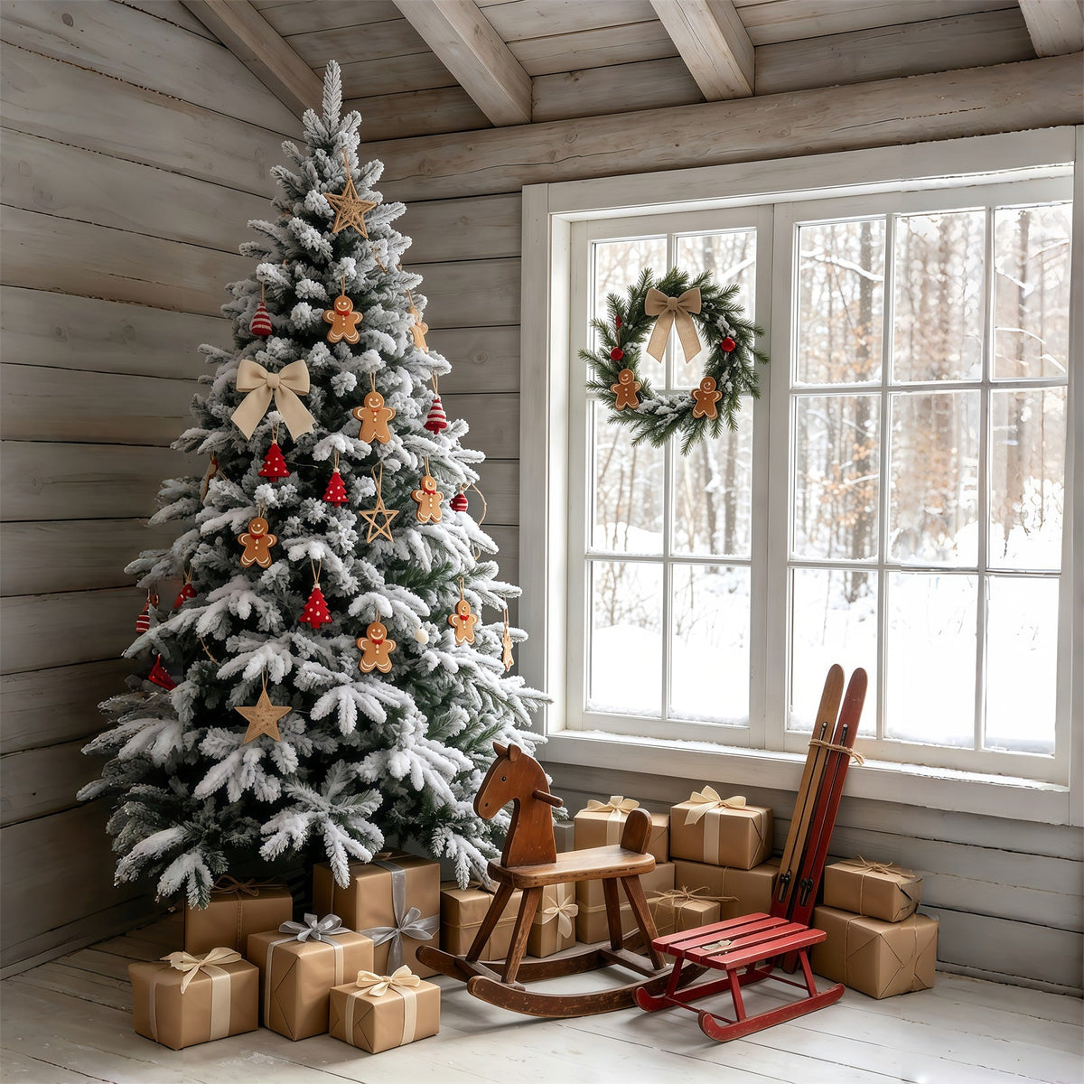 Décor De Cabane De Noël Chambre De L'Arbre En Pain D'Épice Enneigé Décor Intérieur De Noël GQ69-48