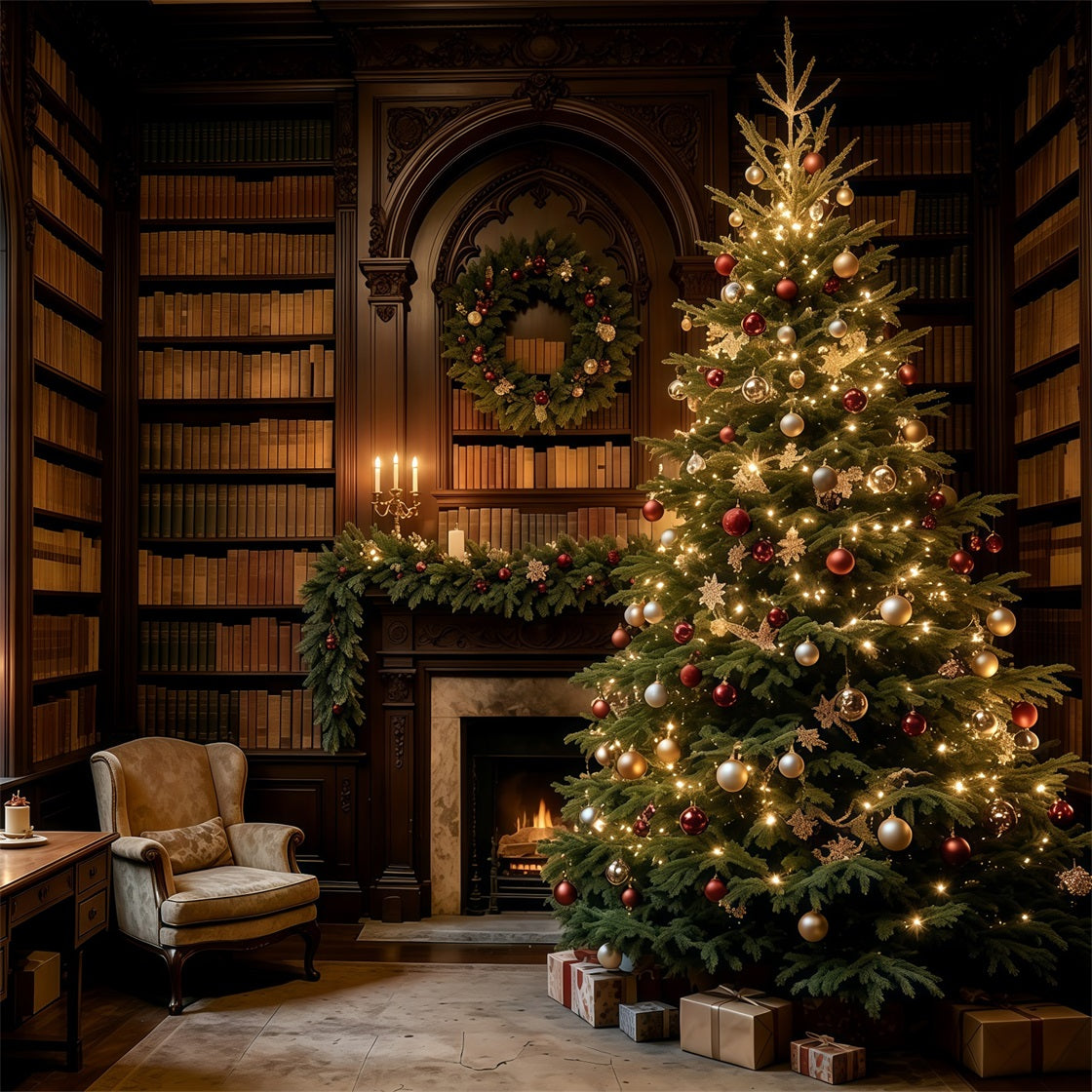 Décor De Noël Intérieur Arche Élégante En Sapin Givré Décor Photographique De Noël GQ69-61