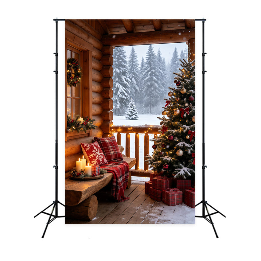 Décor De Noël Rustique Balcon Confortable Sous La Neige Décors De Noël GQ69-69