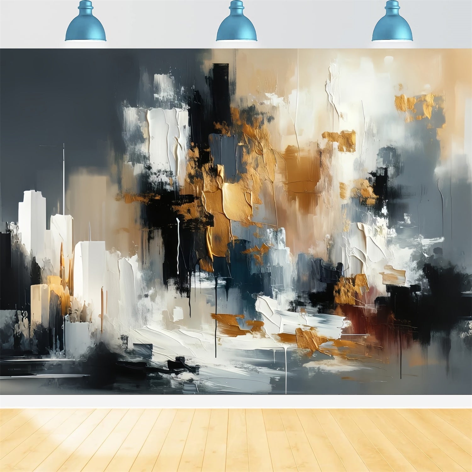 Toile de Fond Beaux-Arts Élégance Dorée Art Texturé GTY-104