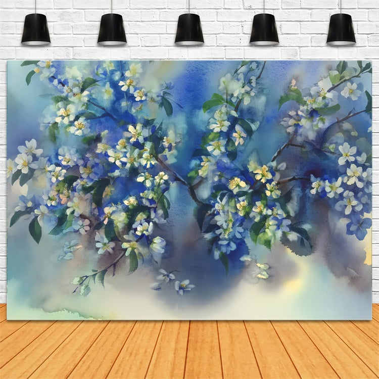 Toile de Fond Beaux-Arts Fantaisie Florale Bleu Sérénité GTY-109