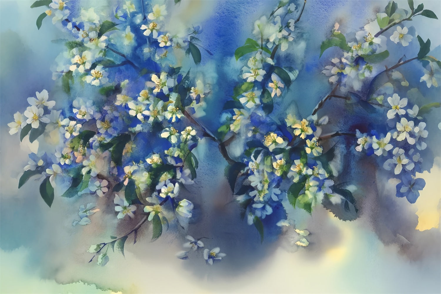 Toile de Fond Beaux-Arts Fantaisie Florale Bleu Sérénité GTY-109