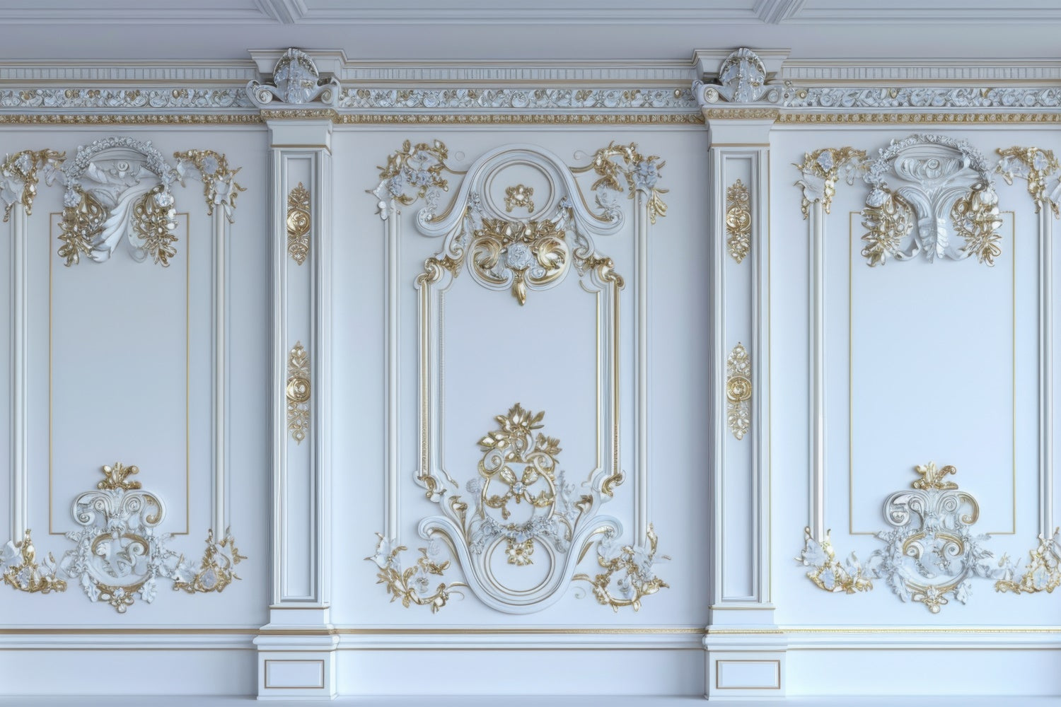Toile de Fond Artistique Mur Blanc Orné Dorure Exquise GTY-121