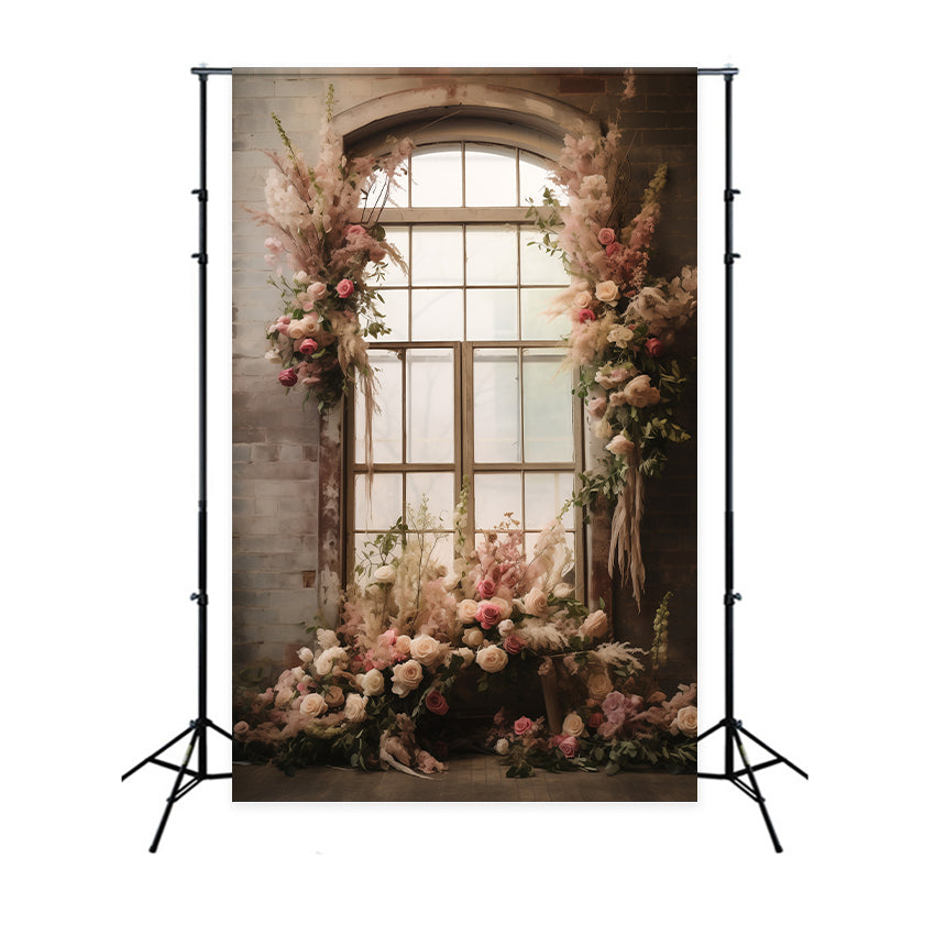 Toile de fond Maternité Fenêtre Florale Charme Rustique GTY2-11