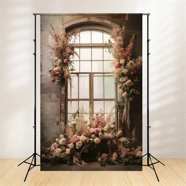 Toile de fond Maternité Fenêtre Florale Charme Rustique GTY2-11