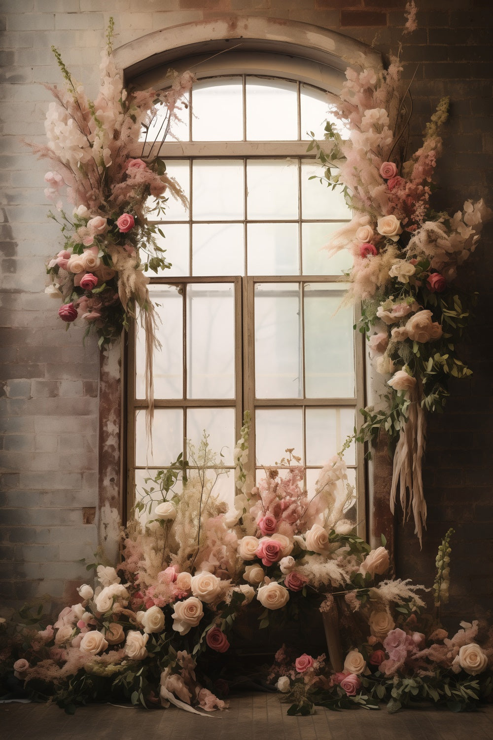Toile de fond Maternité Fenêtre Florale Charme Rustique GTY2-11