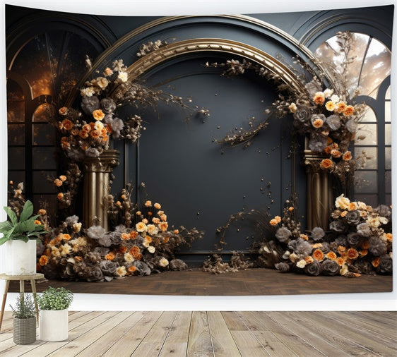 Toile de fond Maternité Arche Florale Sombre Opulente GTY2-14