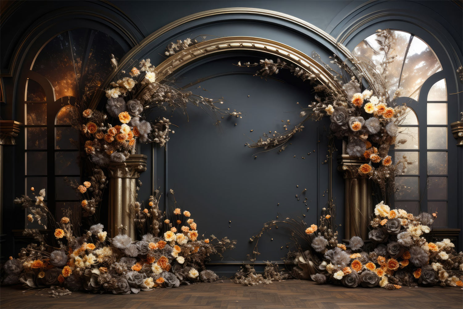 Toile de fond Maternité Arche Florale Sombre Opulente GTY2-14