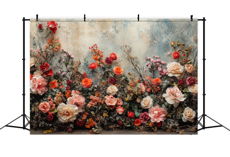 Toile de fond Maternité Mur Rustique Fleurs Épanouies GTY2-30