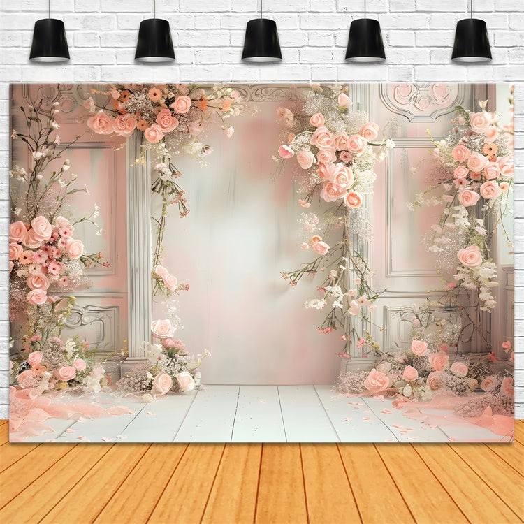 Toile de fond Maternité Arche Florale Vintage Rose GTY2-48