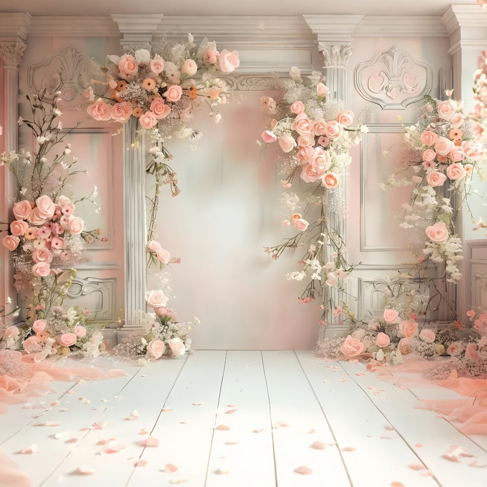 Toile de fond Maternité Arche Florale Vintage Rose GTY2-48